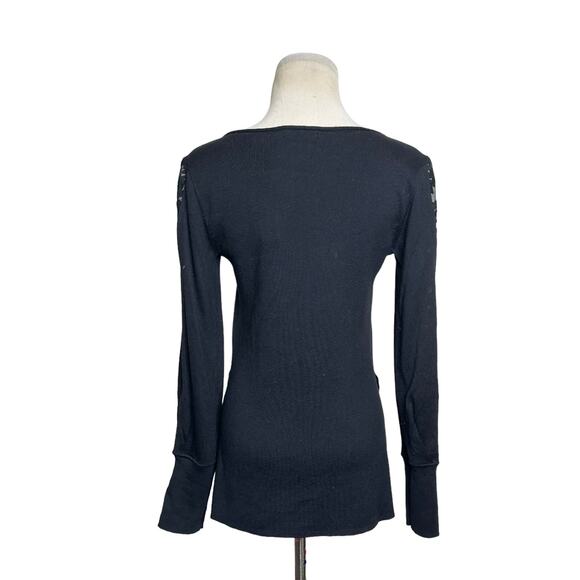 Nic+Zoe Black Flash Of Lace Boat Neck Sweater size small - Picture 11 of 13
